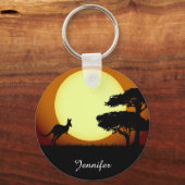 Kangaroo bij zonsondergang sleutelhanger (Voorkant)