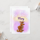 Kangaroo Birthday Kaart (Voorkant / Achterkant in situ)