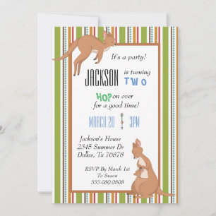 Kangaroo Birthday Party Invitation Child's Invite Kaart
