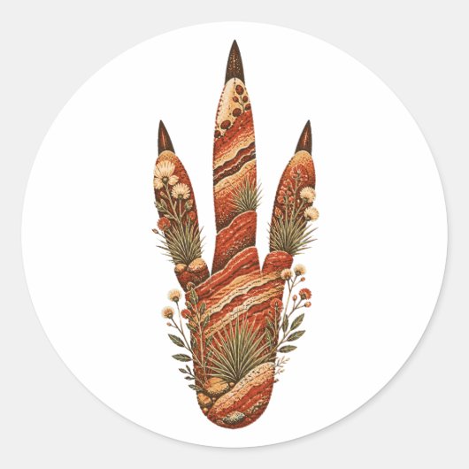 Kangaroo Botanical Footprint Nature Sticker (Voorkant)