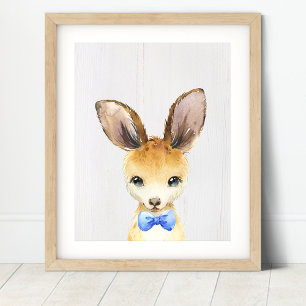 Kangaroo Bowtie Nursery Art Print