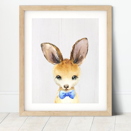 Kangaroo Bowtie Nursery Art Print