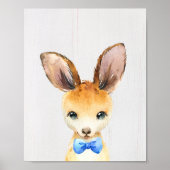 Kangaroo Bowtie Nursery Kunstprint Poster (Voorkant)