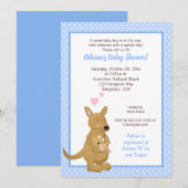 Kangaroo boy Baby shower Invitation Blue Kaart (Voorkant / Achterkant)