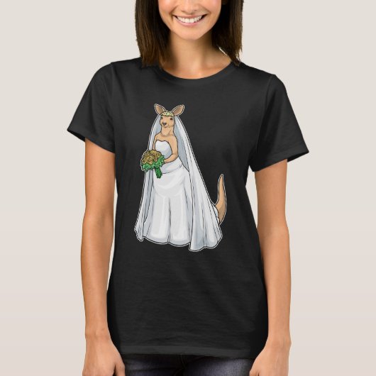Kangaroo Bruid Boeket Bloemen Bruiloft T-shirt (Voorkant)