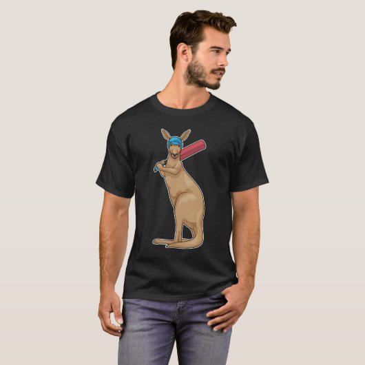 Kangaroo Cricket Cricket bat T-shirt (Voorkant volledig)