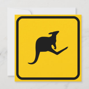 Kangaroo Crossing Invitation Kaart