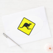 Kangaroo Crossing Road Sign Ovale Sticker (Envelop)
