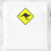Kangaroo Crossing Road Sign Ovale Sticker (Tas)