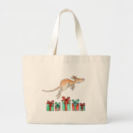 Kangaroo dierlijk hopend over cadeautje canvas tas