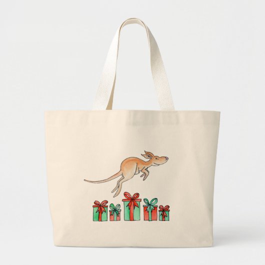 Kangaroo dierlijk hopend over cadeautje canvas tas (Voorkant)