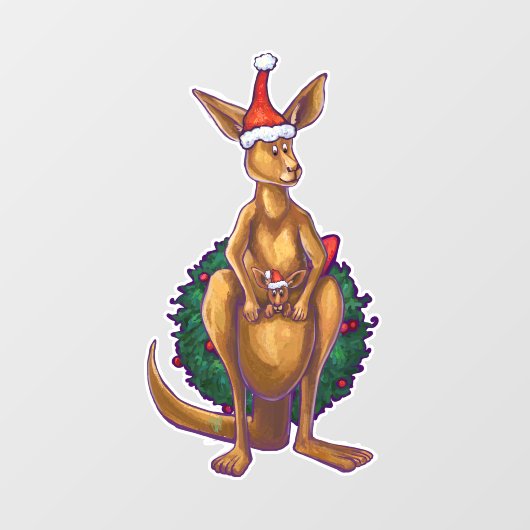 Kangaroo en Baby Roo-kerstvensterkoeling Raamsticker (Vel)
