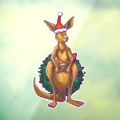Kangaroo en Baby Roo-kerstvensterkoeling Raamsticker (Vel 3)