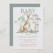 Kangaroo en Joey Baby Shower-uitnodigingen Kaart (Voorkant / Achterkant)