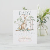 Kangaroo en Joey Baby Shower-uitnodigingen Kaart (Staand voorkant)