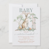 Kangaroo en Joey Baby Shower-uitnodigingen Kaart (Voorkant)