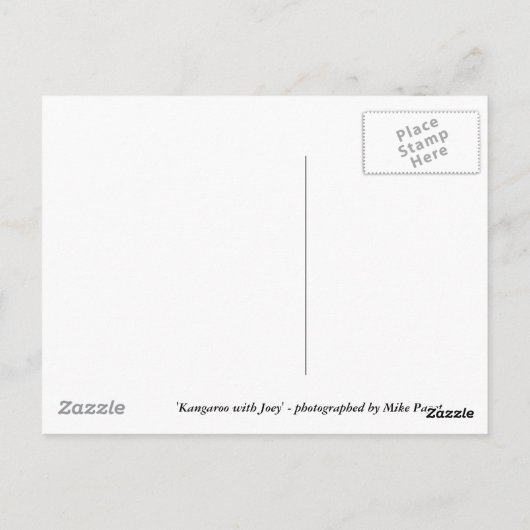 Kangaroo en Joey Briefkaart (Achterkant)