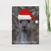 Kangaroo Face Santa Hat Merry Kerstmis Kaart (Voorkant)