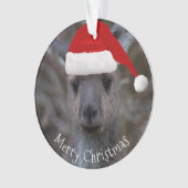 Kangaroo Face Santa Hat Merry Kerstmis Ornament (voorkant)