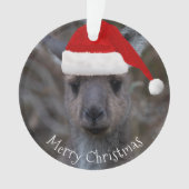 Kangaroo Face Santa Hat Merry Kerstmis Ornament (voorkant)