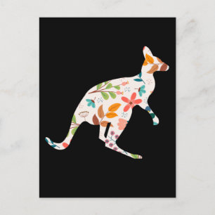 Kangaroo Flower Silhouette Australian Animal Briefkaart