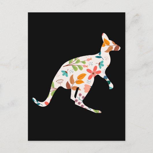 Kangaroo Flower Silhouette Australian Animal Briefkaart (Voorkant)