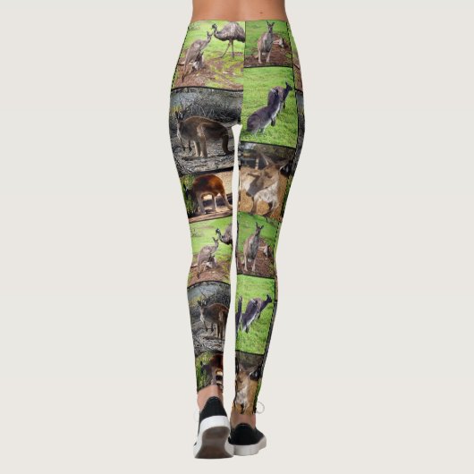 Kangaroo Foto Collage, Dames Leggings (Achterkant)