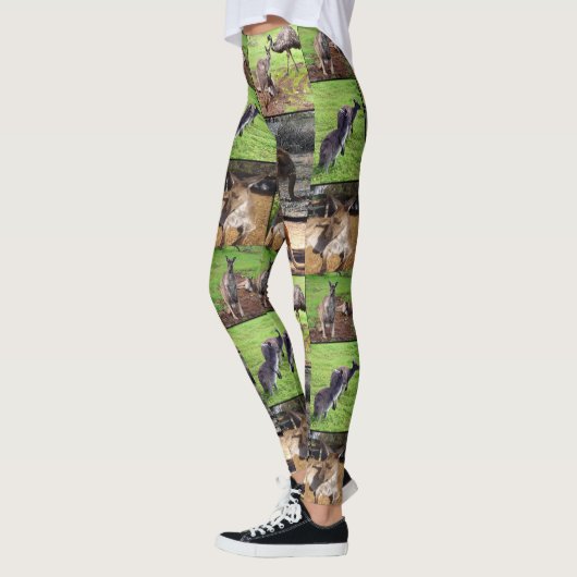 Kangaroo Foto Collage, Dames Leggings (Links)