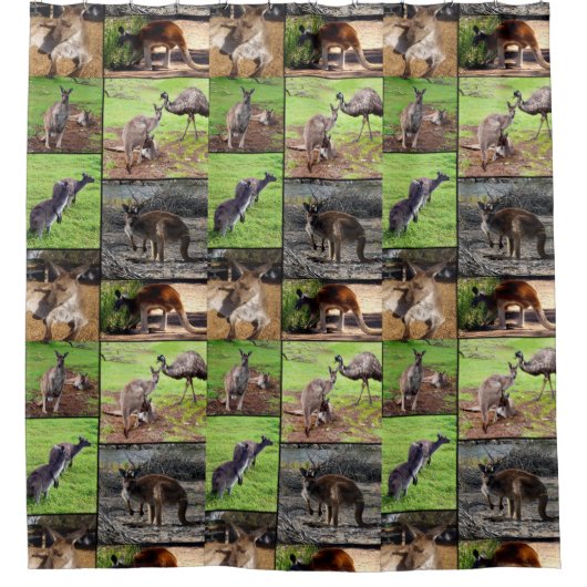 Kangaroo Foto Collage, Shower Curtain. Douchegordijn (Voorkant)