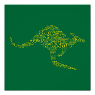 Kangaroo gemaakt van Australische slang Poster