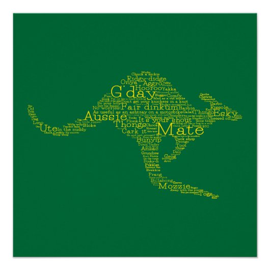 Kangaroo gemaakt van Australische slang Poster (Voorkant)