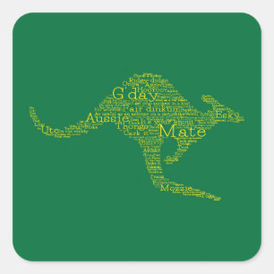 Kangaroo gemaakt van Australische slang Vierkante Sticker