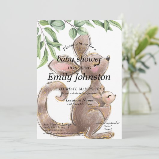 Kangaroo Genderneutraal Baby shower Kaart (Staand voorkant)