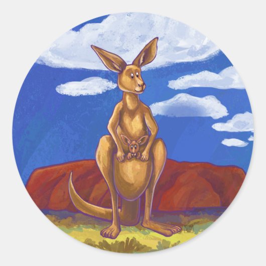 Kangaroo Gifts & Accessoires Ronde Sticker (Voorkant)