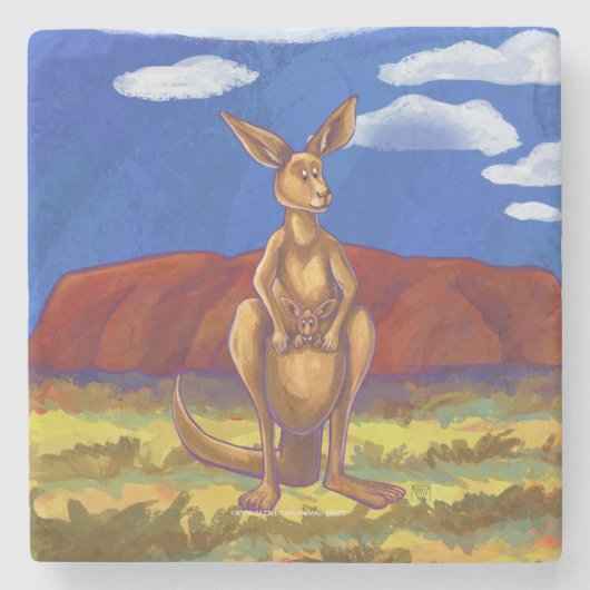 Kangaroo Gifts & Accessoires Stenen Onderzetter (Voorkant)