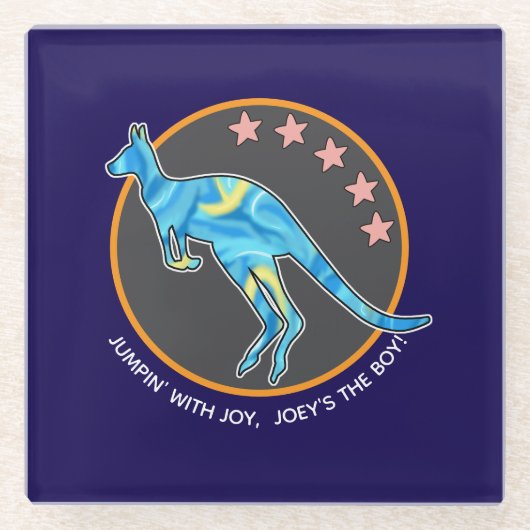 kangaroo glazen onderzetter (Voorkant)