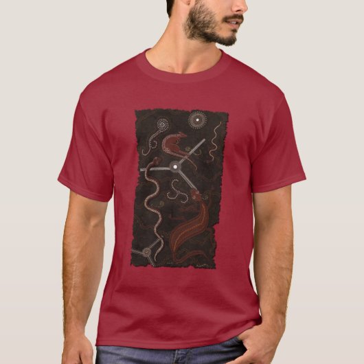 Kangaroo & Goanna Australian Aboriginal Style T -  T-shirt (Voorkant)
