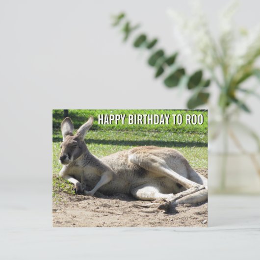 Kangaroo Happy Birthday naar Roo Briefkaart (Staand voorkant)