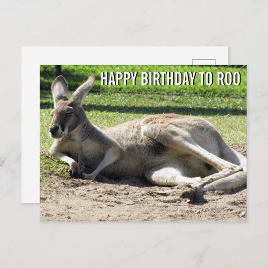 Kangaroo Happy Birthday naar Roo Briefkaart (Voorkant / Achterkant)