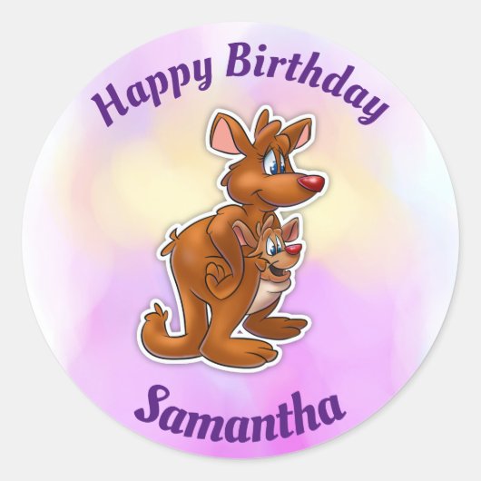 Kangaroo Happy Birthday Stickers (Voorkant)