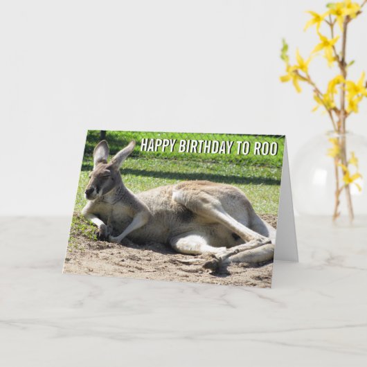 Kangaroo Happy Birthday voor Roo Kaart (Gele Bloem)