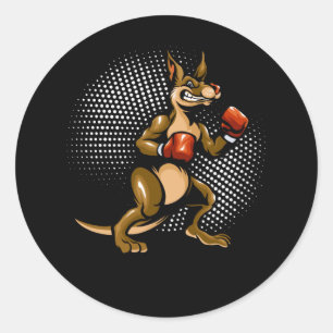 Kangaroo Humor Boxer Animal Fun Boxing Ronde Sticker