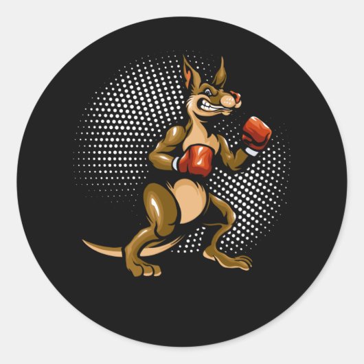 Kangaroo Humor Boxer Animal Fun Boxing Ronde Sticker (Voorkant)