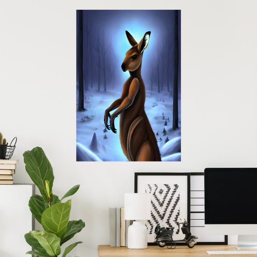 Kangaroo in de sneeuw | AI Art Poster (Thuiskantoor)