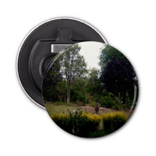 Kangaroo in mijn tuin, Magnetic Bottle Opener. Button Flesopener