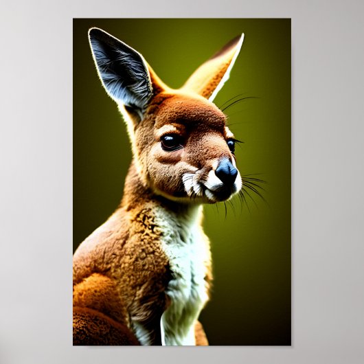 kangaroo in natuur portret digitale kunst poster (Voorkant)