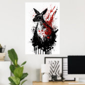 Kangaroo Ink Painting Poster (Thuiskantoor)
