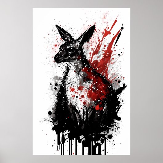 Kangaroo Ink Painting Poster (Voorkant)