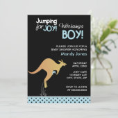 Kangaroo Jumping for Joy Modern Boy baby shower Kaart (Staand voorkant)