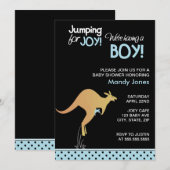 Kangaroo Jumping for Joy Modern Boy baby shower Kaart (Voorkant / Achterkant)